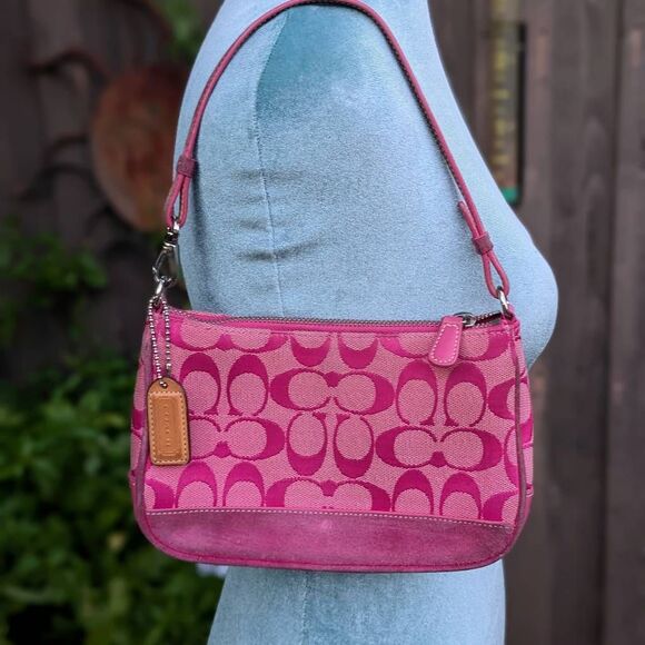 Coach Y2K Signature C Hot Pink Demi Canvas Leather Shoulder Bag. 6094 - Picture 2 of 8